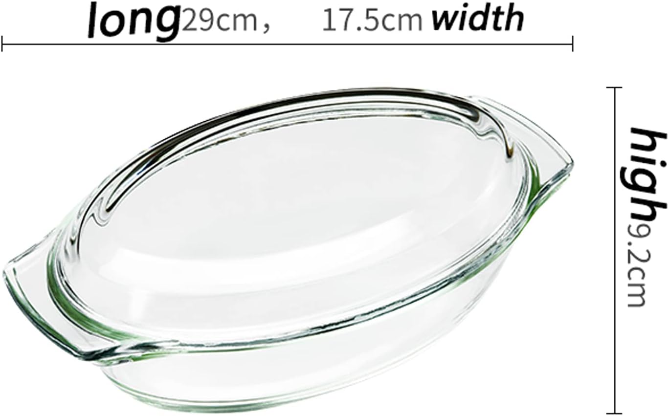 Baking Oval with Lid Clear Glass Baking Dish Heat Resistant Borosilicate Glass