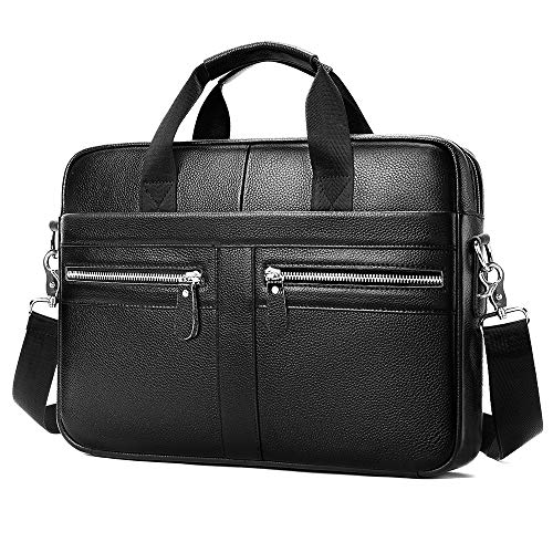 VINBAGGE Sacoche pour Ordinateur Portable 14 pouces Cartable Cuir Homme Sacs Business Porte Document d'affaires Mallette de Travai Sac à Bandoulière en Cuir...