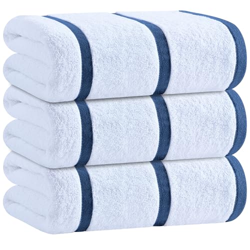 Recopilación de Toallas de playa que puedes comprar esta semana. 43 Juego de 3 toallas de playa clásicas blancas de gran tamaño, toallas de baño de algodón extra grandes, toallas de baño gruesas de felpa de lujo para adultos, súper...