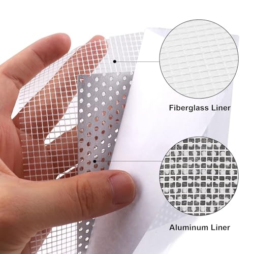 TSHAOUN 6 Stücke Aluminium Wand Reparatur Patch Selbstklebend Wandreparatur Patch Selbstklebendes,4/6/8 Zoll Faser Netz Verzinkter zum Abdecken von Bohrlöchern und Rissen im Putzen (4,6,8 Inch)