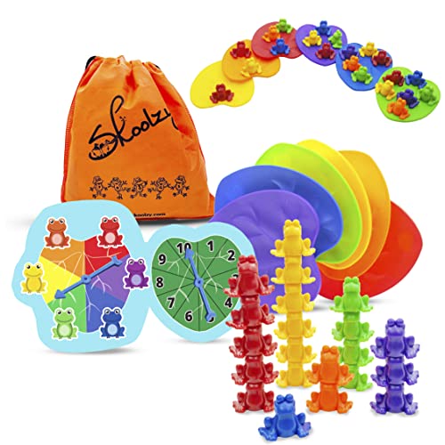 Skoolzy Counting Toys for Kids Ages 3-5. Learning Frogs Color Sorting Toy Set, Numbers Matching, Montessori Educational Boys and Girls Preschool Games Gifts Stocking Stuffers
