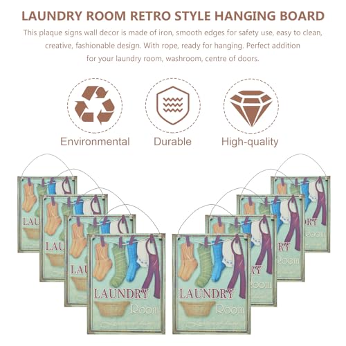 Placa de lavandería retro de hierro para decorar baños y hogares 5