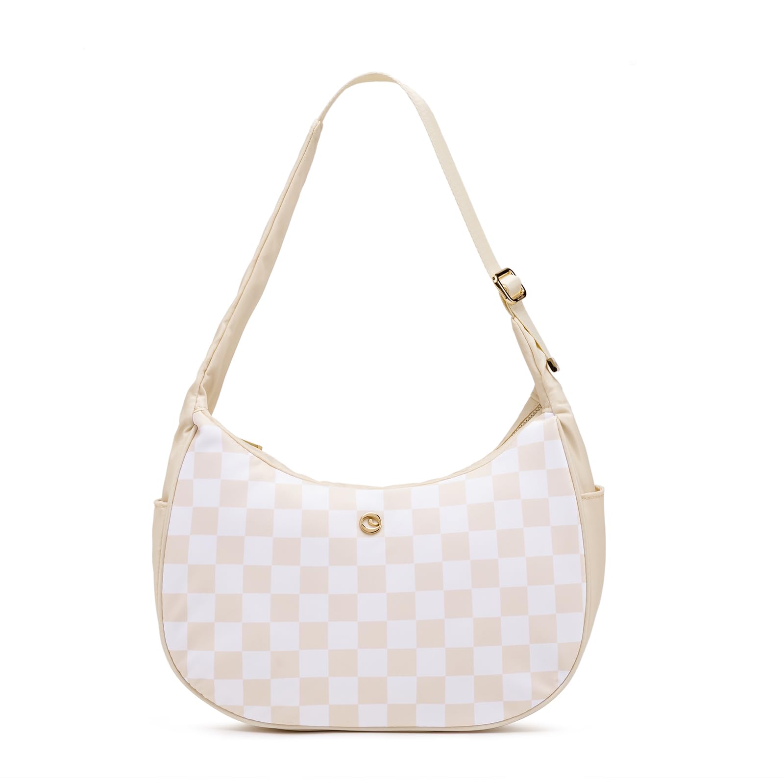 Shoulder Bag for Women Nylon Hobo Handbags Shoulder Purses for Women Checkered Tote Bag Women's Crescent Bag