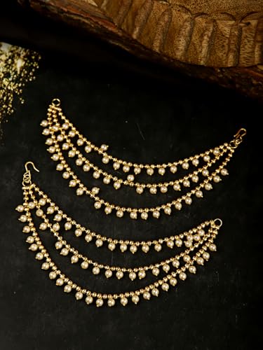 Image of Shining Diva Fashion Stylish Fancy Bahubali Pearl Ear Chain Traditional Earrings For Women & Girls (16083er)