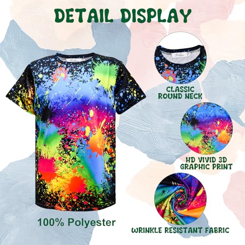 Image of Boys Tie Dye Shirts 3-12 Years Hippies Senior Crewneck Short Sleeve Rainbow Tee for Kids (US, Age, 11 Years, 12 Years, Black)