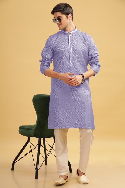 Image of BE ACTIVE Cotton Jacquard Blend Kurta for Men | Traditional and Elegant Design | Full Sleeve Kurta