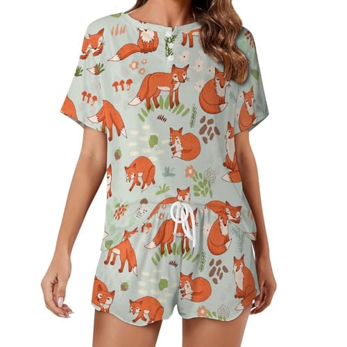 Ensemble pyjama femme Renard Roux manches courtes léger et fluide pour l'été