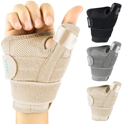 Vive Thumb & Wrist Brace for Right or Left Hand - Spica Splint Brace for Carpal Tunnel, Tendonitis, Arthritis in Hands or Fingers - Compression Support for Women Men - Stabilizer Relief for Bowling