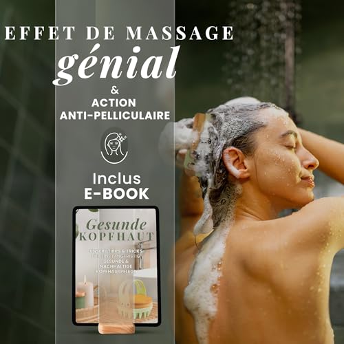 BAMBUA Brosse Massage Cuir Chevelu - Effet Anti-Pelliculaire - Pour Massage Sous la Douche - Premium Scalp Massager - Incl. E-Book 'Cuir Chevelu Sain' (Vert) – vue 3