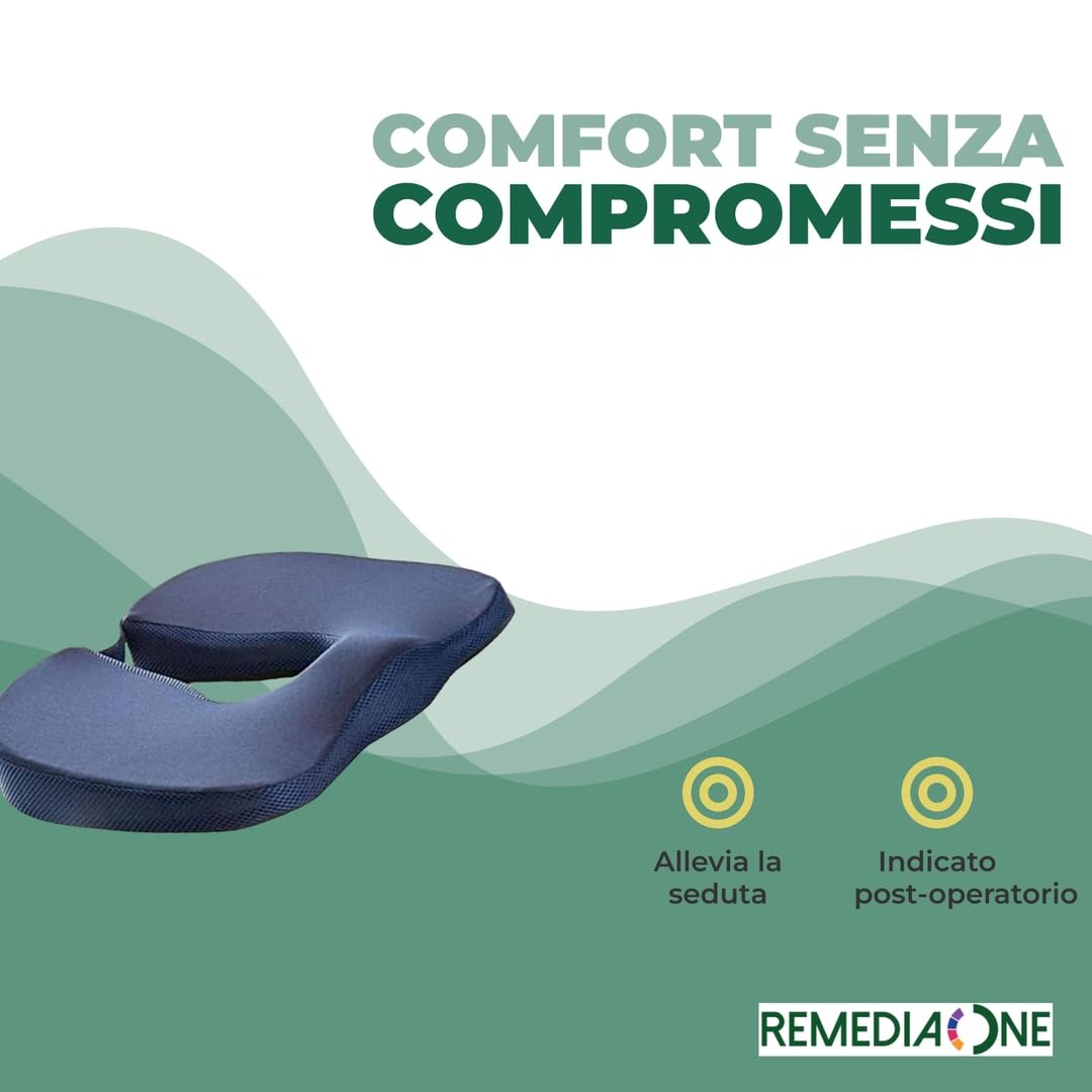 Cuscino per Prostata Uomo, Cuscino per Prostatite, Antiprostata, Ideale per Uso in Ufficio, Auto e Sedia a Rotelle - Memory FOAM, Rivestimento in Poliestere, Sfoderabile - Blu