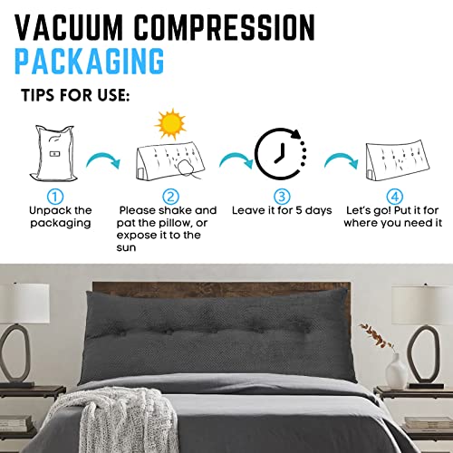 Idee-Home Triangular Headboard Pillow Day Bed Back Wege Pillow, Bolster Reading Back Rest Pillow Shredded Foam Insert Daybed Backrest Positioning Support Cushion Large With Washable Cover Twin #TOP5