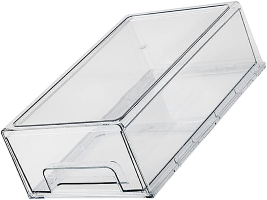 Fridge Bin Organizer Large Transparent Storage Box for Fruits and Vegetables Space-saving Design for Refrigerator and Pantry Durable Pet Material Easy to Use and Clean