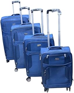 شنط سفر بعجل دوار من قماش اوكسفورد شديد التحمل اللون الازرق مقاس 20 -24-28 -32