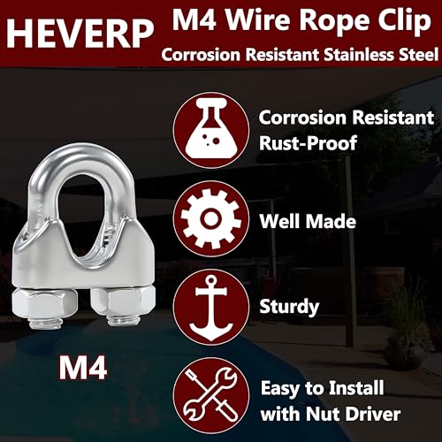 24PCS 3/16 Inches M4 Stainless Steel Wire Rope Cable Clip Clamp