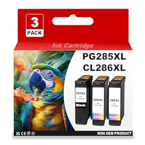 PG 285XL CL 286XL – Cartuchos de tinta compatibles con impresoras Canon PIXMA TS7720 TR7820 TS7722 (paquete de 3, 1 negro, 2 tricolores)