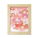 Clasificación: Marco DIYthinker Flores de Cerezo Nubes de Color Rosa patrón de Escritorio de Madera Marco de la Foto del Arte Pintura 6X8 Pulgadas