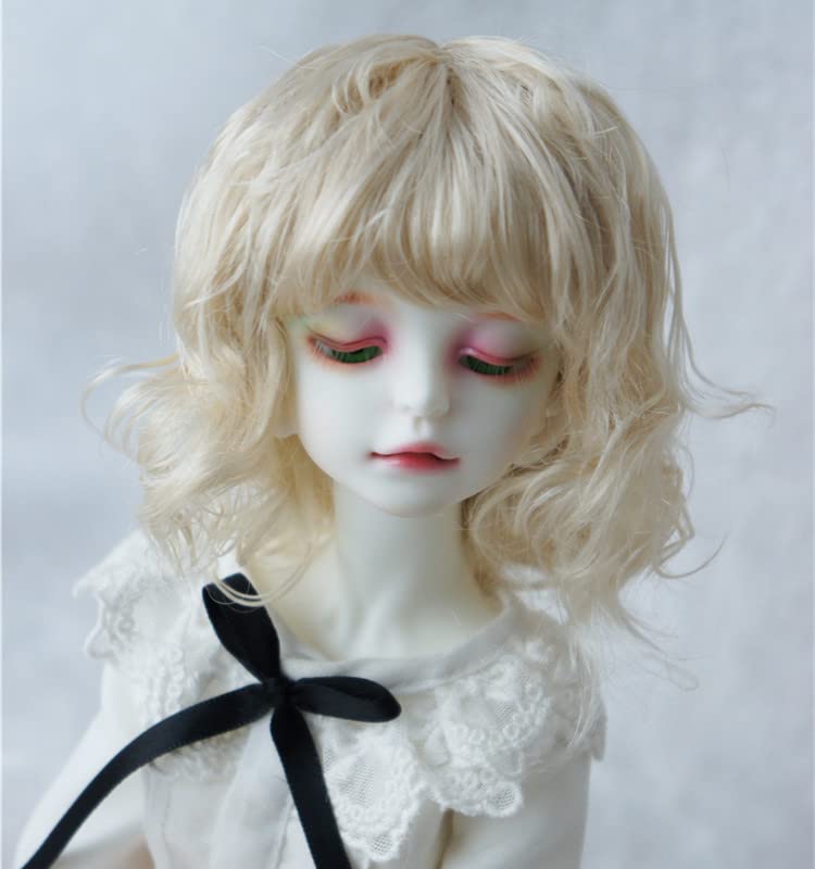 JD260 7-8inch 18-20CMSlight Lady Curly Synthetic Mohair MSD Doll Wigs (Pale Blond)