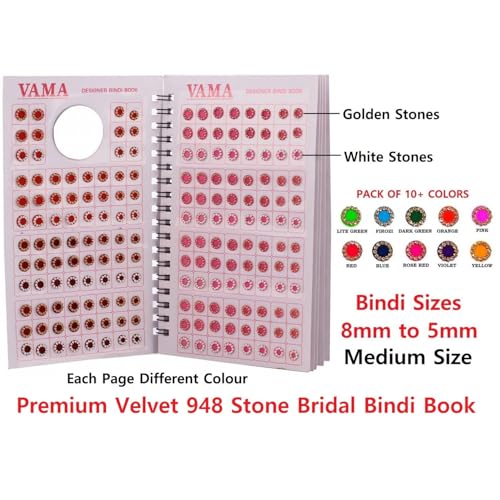 Image of VAMA Fashions Multicolour Stone Self Adhesive Kumkum Bindis Sticker Bindiya Bride Groom Forehead Bindi Spiral Book Booklet for Women & Girls (Multicolor Bindi Booklet)