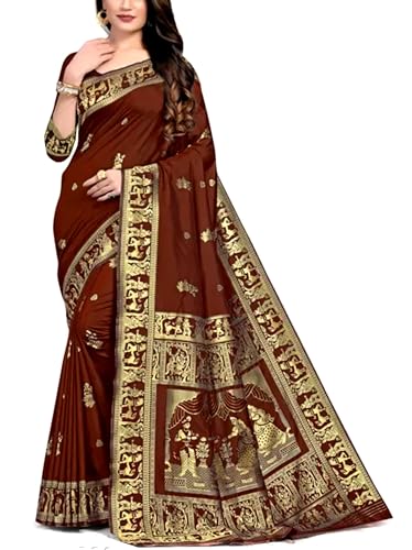 Generic brown baluchari silk saree – image 2