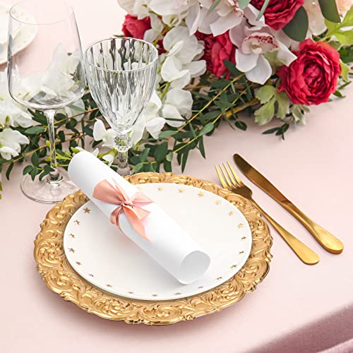 Yinder Set Of 12 Antique Gold Charger Plates 13 Inch Plastic Vintage Plate Chargers Decorative Embossed Gold Chargers Engraved Baroque Rim Elegant Tableware Decor For Dinner Table Wedding Party Events #TOP4