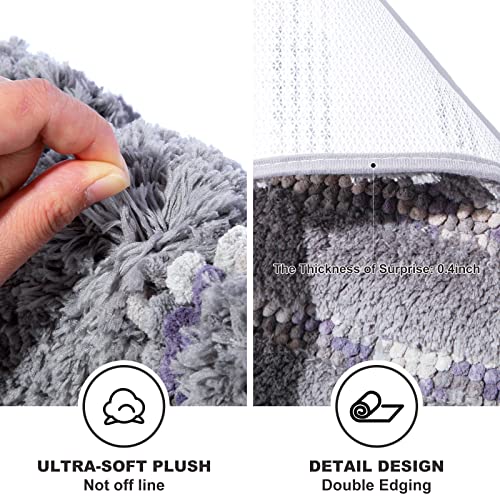 Badezimmerteppich-Set, 3-teilig, Badematte, rutschfest, flauschig, weich, Plüsch, saugfähig, Mikrofaser, Badevorleger… – Bild 5