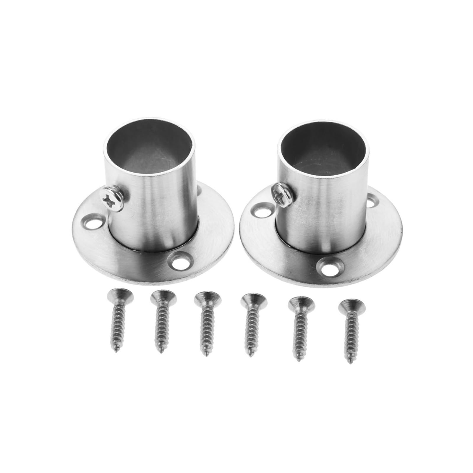 Ugzpwqlnx 22Mm Stainless Steel Pole Socket Flange Rod, 2 Pcs Stainless Steel Wardrobe Rod Socket Bracket Flange Holder Silver 19-32Mm(22Mm)