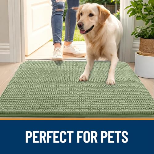 Image of OLANLY Dog Door Mat for Muddy Paws 48x30, Absorbent Chenille Mud Doormat
