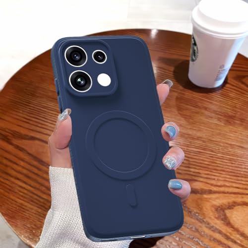 Image of Outlouders Back Cover for Oppo Reno 16c 5G | Soft Matte Silicone | Slim Fit | Magnetic-Safe Logo Design (Magnetic-Safe Not Compatible) | Shockproof | Camera Protection Bumper Case (Blue)