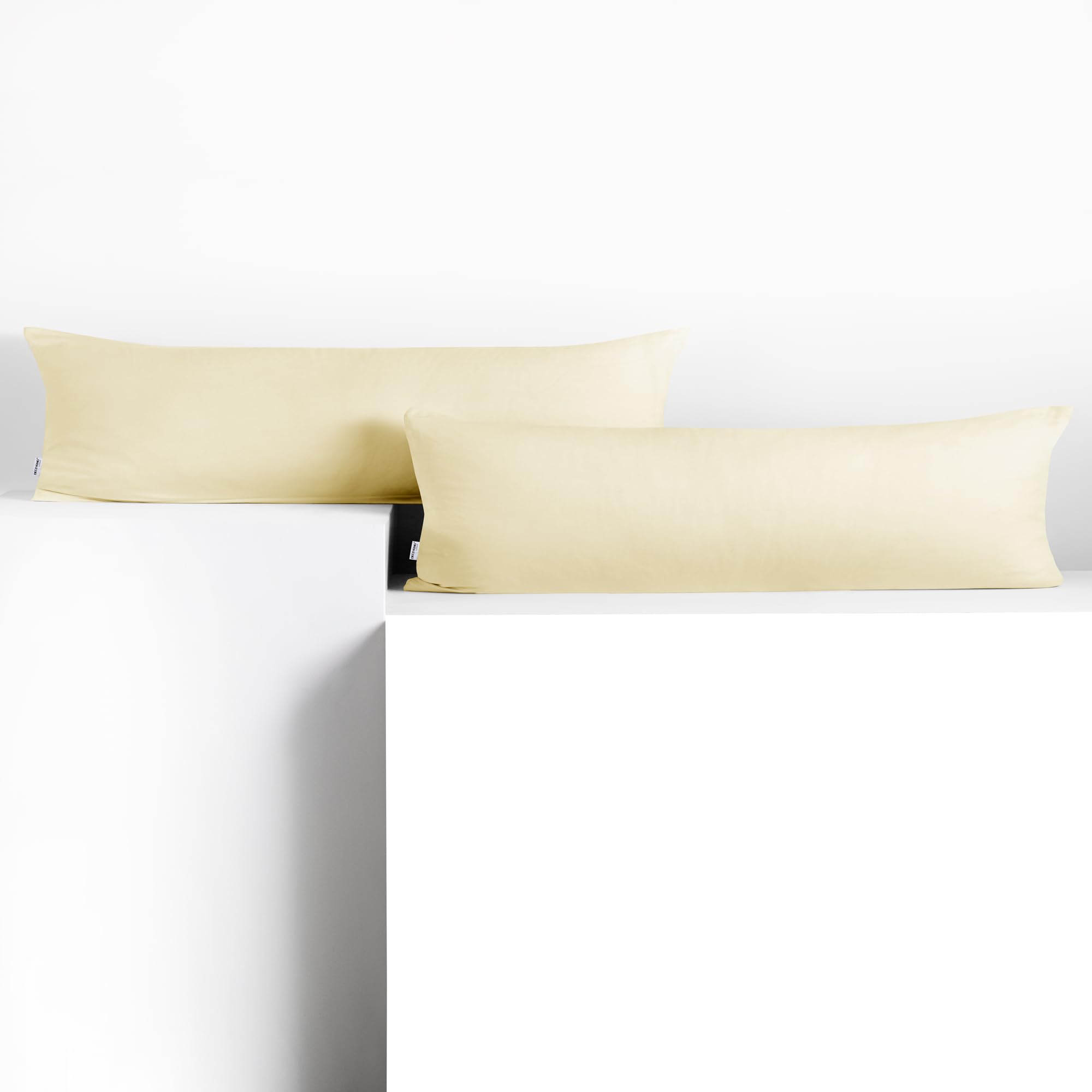 DecoKing 2 Pillowcases 20 x 145 cm Jersey 100% Combed Cotton Zip Cream Amber, 145 x 20 cm, 2 Stück