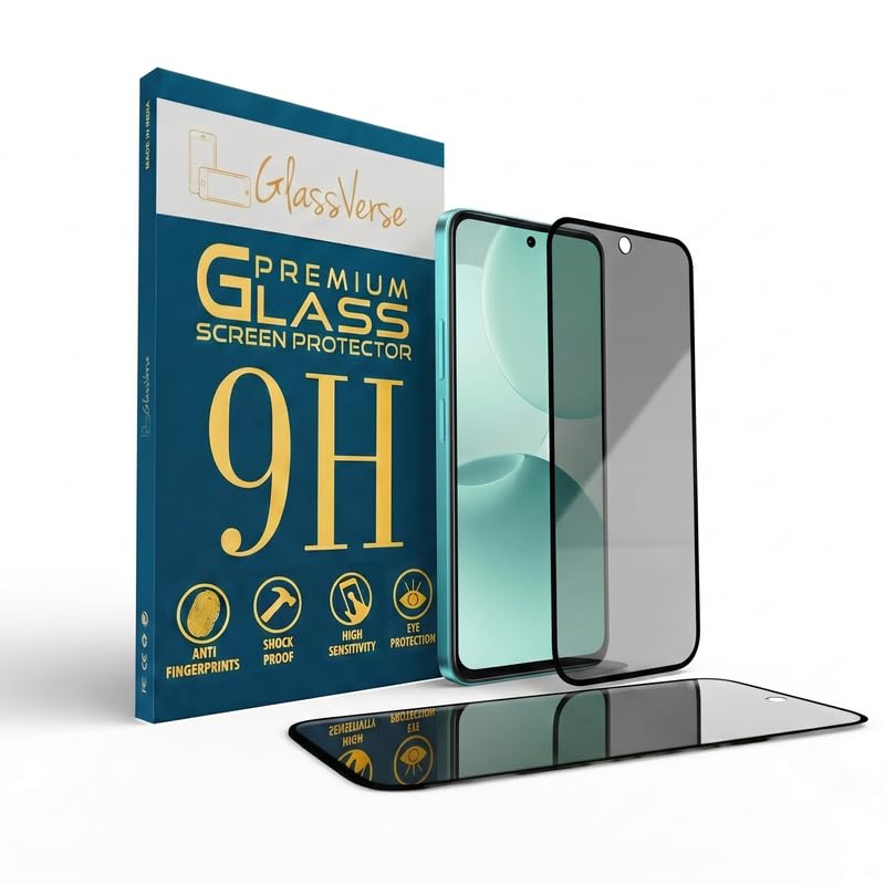 Image of GlassVerse Privacy Tempered Glass for Realme P4x | Anti Spy Screen Protector, 9H Hardness, Edge to Edge, Case Friendly, Hassle-less Installation Kit Included. (Pack of 2)