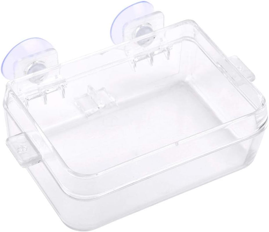 HffheerReptile Feeder Anti-Ese Amphibians Feeder Dish Food Water Bowl Translucent Feeding Basin with Suction Cup for Tortoise Gecko Snakes Lizard