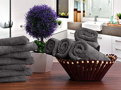 Utopia Towels - Luxury Wash Cloths Set (12 x 12 Inches) 600 GSM 100% Cotton Ring Spun, Highly Absorbent and Soft Feel Washcloths for Bathroom, Spa, Gym, and Face Towel (Grey) (216 Pack)