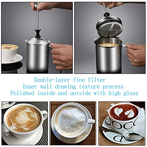 Handmatige Roestvrijstalen Melkopschuimer Handmatig Melkschuim Melkopschuimer Melkschuim Cappuccino 1 Set… - Afbeelding 4