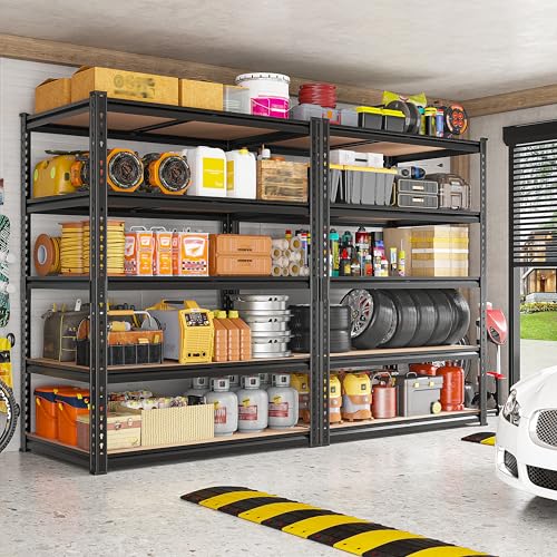 Image of REIBII 2400LBS Garage Shelving 5 Tier Storage Shelves Heavy Duty, Adjustable Metal Shelving Unit,Garage Shelves for Basement,Warehouse,Pantry,Closet,Kitchen 72 inch H x 36 inch W x 16 inch D,2 Pack | Heavy Duty