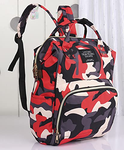 Image of Chinmay Kids Baby Diaper Backpack for New Born Baby Mother /Mom Stylish Polyester Organizer Bag for Casual Travel Outing & Traveling (Red Grey)