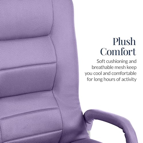 Image of Best Choice Products Swivel Gaming Chair 360 Degree Multipurpose Floor Chair Rocker for TV, Reading, Playing Video Games w /Lumbar Support, Armrest Handles, Adjustable Foldable Backrest - Light Purple