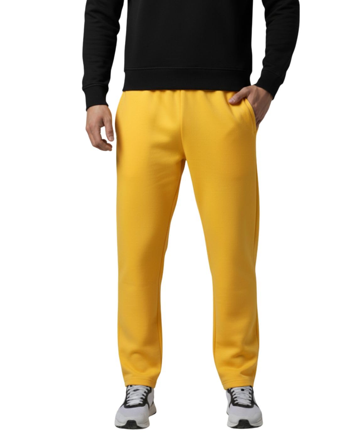 Men’s Solid Fleece Track Pants | Warm & Durable Casual Lowers | Trendy Lowers-M5245-image-30