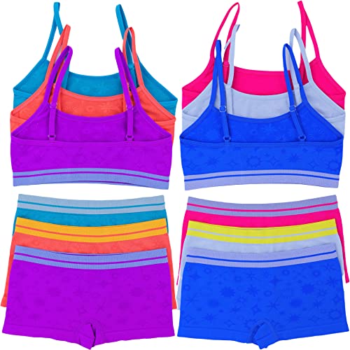 Image of ToBeInStyle Girl Pack of 6 Set Spaghetti Strap Training Bras & Boyshorts Bikinis