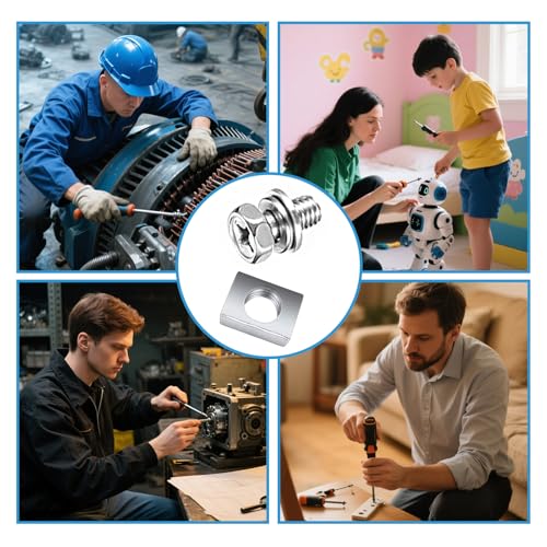 Motorrad Batterie Terminal Mutter und Bolzen Kit, Maschine Sechskantschrauben Schraube für ATV Fahrzeug, Roller, Motorrad, Quad Bike M5x12mm 10 Set (Silber)