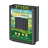 Domusensus 2m x 15m Heavy Duty Weed Control Membrane Garden 30㎡ Weed Control Barrier Fabric Landscape for Vegetable Garden, Garden, Water Permeable Fabric,Black Woven Ground Cover