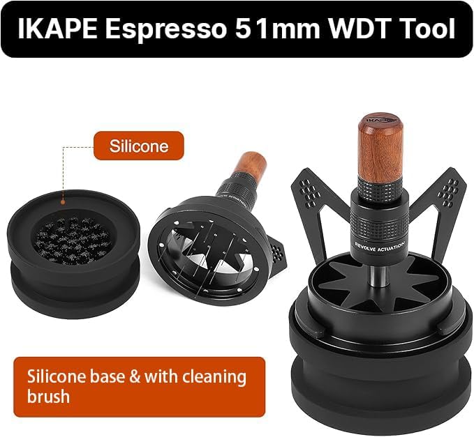 Miniatura 4 de IKAPE Mantis WDT Herramienta de Distribución con Cepillo de Limpieza, Herramienta de Distribución de Agitador de Espresso de 51mm para Barista -