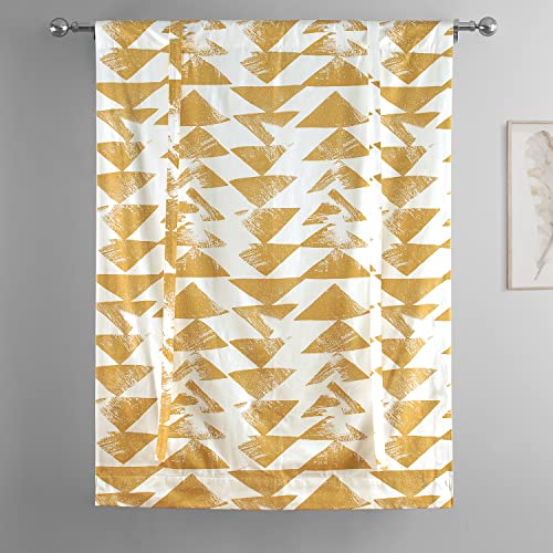 Image of HPD Half Price Drapes Room Darkening Tie Up Curtains 46 X 63 Inch Triad Printed Cotton Window Roll Up Balloon Curtain for Living Room, Kitchen PRTW-TUD35-63 (1 Panel), Triad Gold