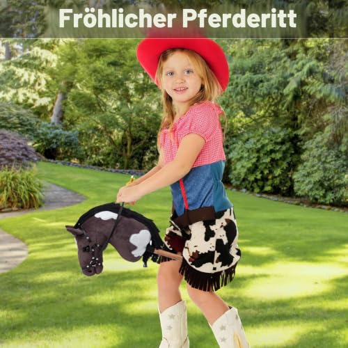 BEJOY Steckenpferd Spielzeug Holzpferd | Plüschpferd zum Reiten Graulila – Ansicht 5