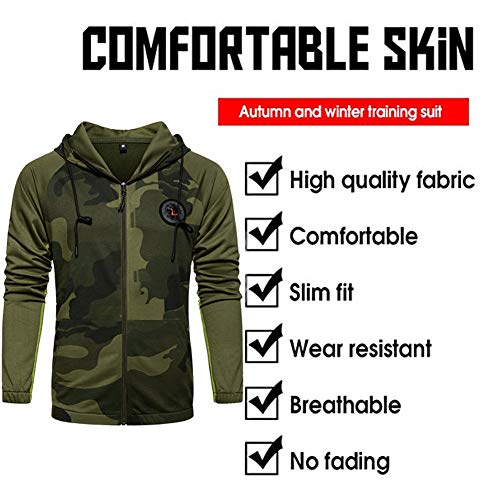 Manluodanni Men's Camouflage Zipper Jacket Drawstring Waistband Tracksuit, Camouflage-Xl #TOP3