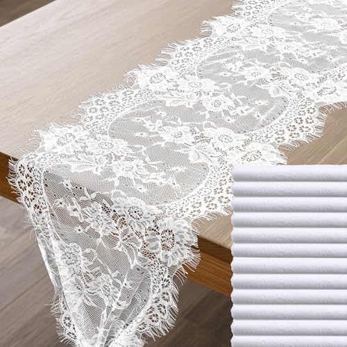 IMengjbang 12 Pack 14 x 120 Inch Lace Table Runner,