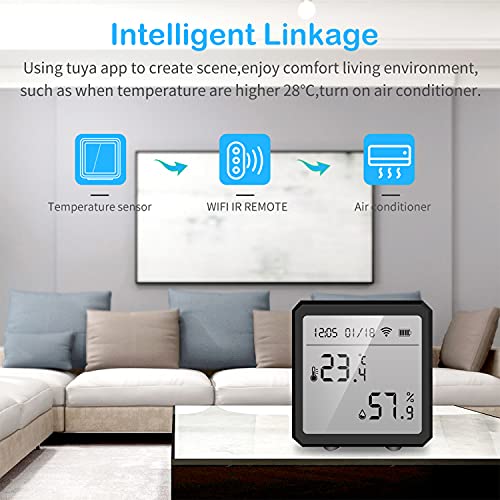Wifi Thermometer Hygrometer,Tuya Smart Temperature And Humidity Sensor With App Notification Alert,Lcd Display Support Alexa Google Assistant,Remote Monitor For Room Greenhouse Incubator Wine Cellar #TOP5
