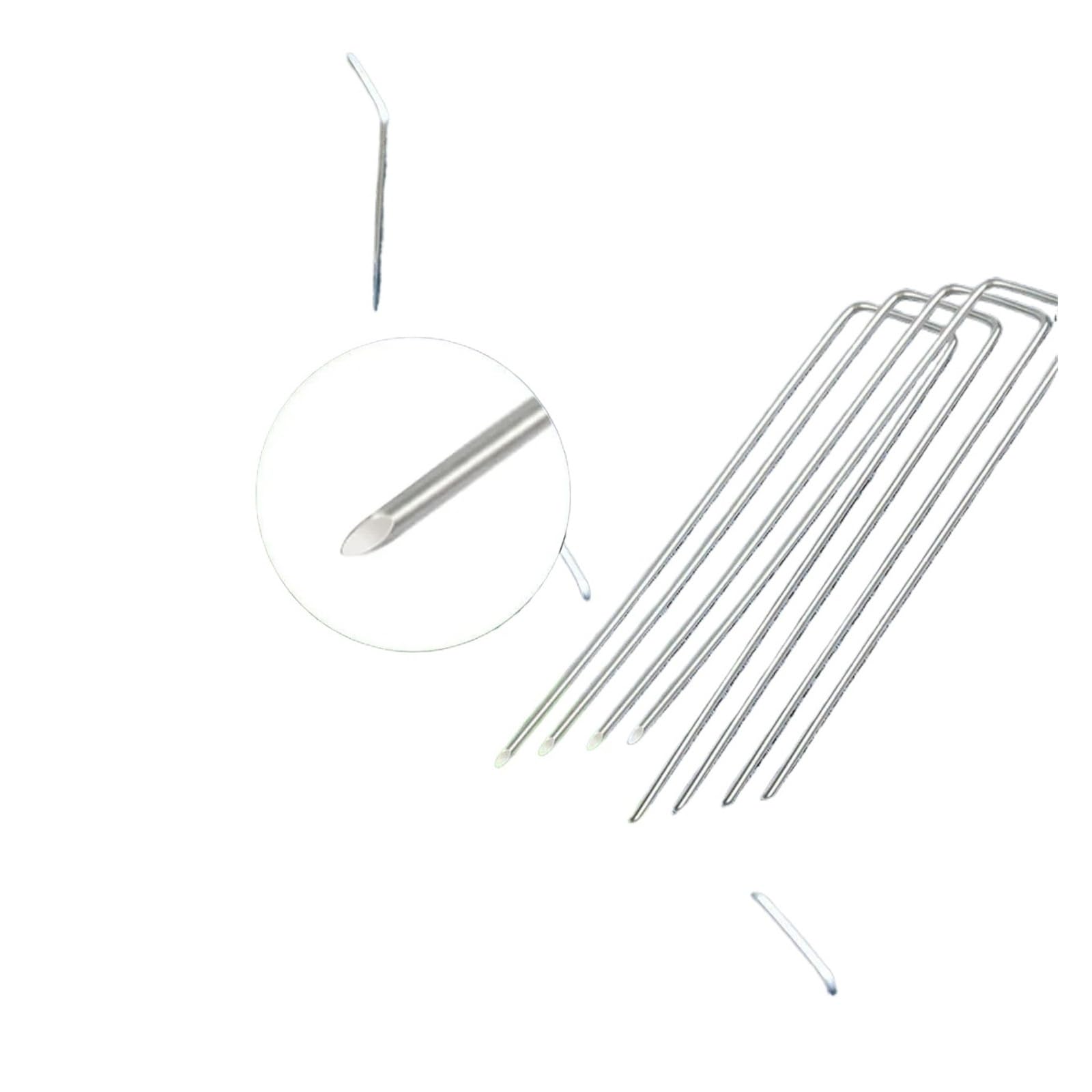 HNULGVI U-shaped garden nails Garden Stakes Galvanized Landscape Staples U-Type Turf(2cmx20cm Silver,30pcs)