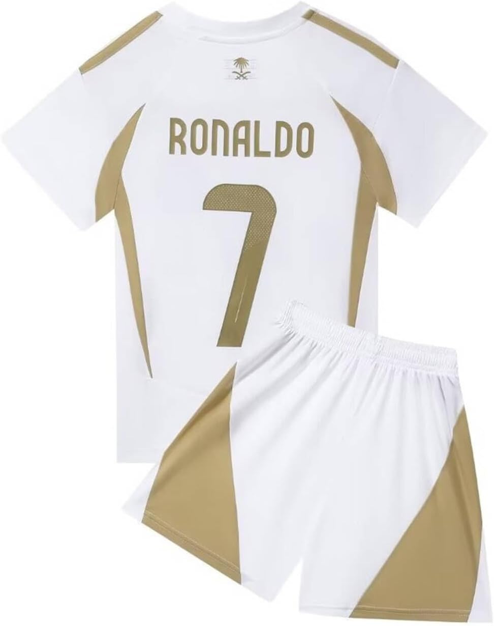 2024/2025 Kids Soccer Jersey/Shorts/Socks (US, Age, 9 Years, 10 Years, Big & Tall, White)