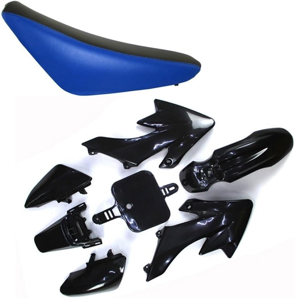 Fairing Body Kits+Tall Foam Seat for CRF50 XR50 Pit Dirt Trail Bike 50cc 70cc 90cc 110cc 125cc 140cc 150cc 160cc SSR Atomik Thumpstar Apollo Kayo Stomp Piranha Pitster Pro (Blue)(Black)