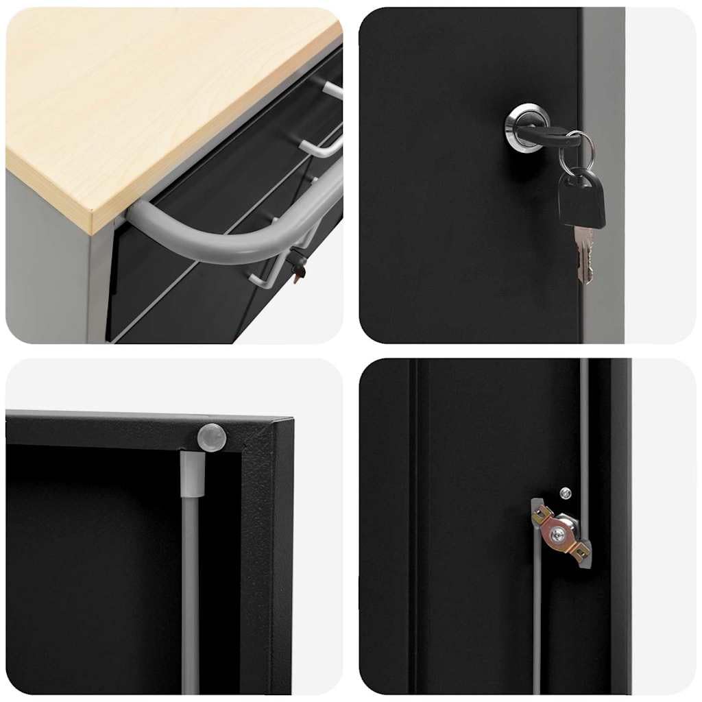 vidaXL Banco de Taller con cajón Negro y Gris 75 x 45 x 85 cm, Taller, Banco de Trabajo Industrial, Banco Modular para Herramientas, Mesa Rectangular Duradera con organización